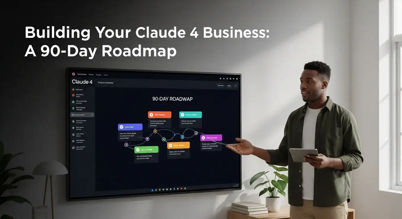 Claude 4 Business 90-Day Roadmap. Screen showing business development plan.